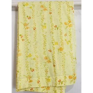 Pequot 70s Yellow Flower Power Twin Flat Sheet Muslin Dacron Wildflowers Orange